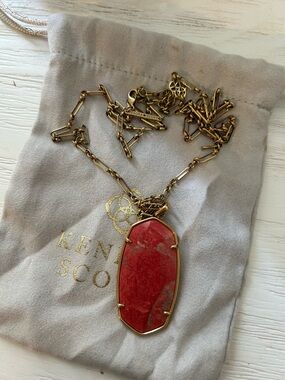 Kendra Scott Gold and Dark Orange Necklace